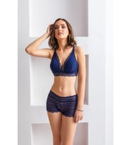 BRALET SÜTYEN BOXER TAKIM LACİVERT (MGP31813)