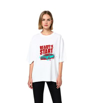 Kadın Oversize Baskılı Tişört Motivasyonel Grafik Desenli Rahat Kesim Günlük Giyim Konforlu Modern