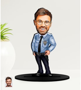 Kişiye Özel Polis   Karikatürlü  Mdf Biblo (Çok Renkli)