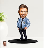 Kişiye Özel Polis   Karikatürlü  Mdf Biblo (Çok Renkli)