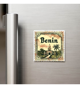 Benin Benin - Posta Pulu Temalı Ülke - Baskılı Buzdolap Magneti Kare - 9x9 cm