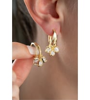 925 Ayar Gümüş Gold Beyaz Taşlı Küpe