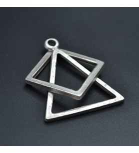 Üçgen Kare Geometrik Kolye Ucu - Antik Gümüş Kaplama - Kod:119
