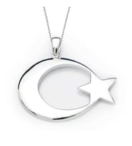 Gümüş Ay Yıldız Bayrak Kolye