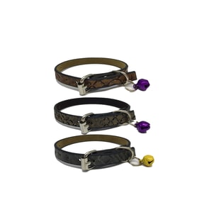 3'lü Set Zilli Deri Kedi Tasması 30 cm