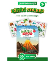Eğitici Sticker Aktivite Kitabı A4 +36 Adet Dinazor Sticker 3-7 Yaş