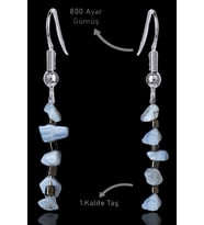 Sertifikalı Kırık Taşlı Model Kalsedon Taşı Küpe (Turkuaz)