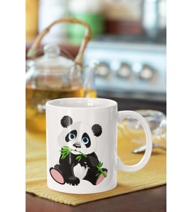 Bambu Yiyen Panda Baskılı Porselen Kupa Bardak