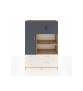 Hyperion Dolap 7 Raflı 5 Çekmeceli 3 Kapaklı 132x44x195 Çam-Antrasit/Aytaşı