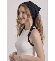 Kadın File Örgü Dantel Görünümlü Çok Amaçlı Bandana Yazlık Plaj Uyumlu Delikli Triko Saç Bandanası Ve Bel Aksesuarı