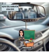 Kişiye Özel Karikatür Öğretmen Ayna Süsü – Araç İçi Öğretmene Hediye
