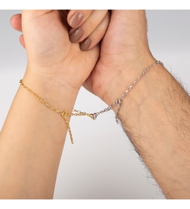 Gümüş Çift Aşk Bileklik Rodaj/Gold