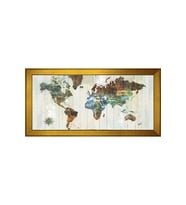 Harita Temalı Kanvas Tablo 80 x 110 cm Gold Çerçeve