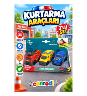 Micro Rescue Force 3'lü Kurtarma Araç Seti 1:36 Ölçek Serbest Tekerlekli 8 Cm