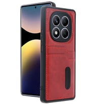 Pilelistore   Xiaomi Redmi Note 14 Pro 4G Kılıf Sara Kartvizitli Deri Kılıf - Kırmızı