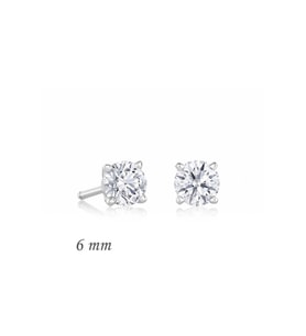 Gümüş Yuvarlak Tek Taş Zirkon Küpe - 6 mm. CSR2181374
