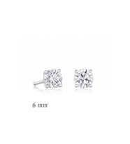 Gümüş Yuvarlak Tek Taş Zirkon Küpe - 6 mm. CSR2181374