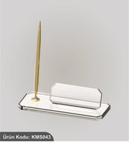KİŞİYE ÖZEL KRİSTAL GOLD KALEMLİ MASA İSİMLİĞİ (Siyah)