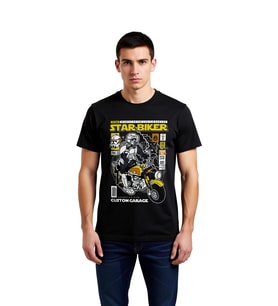 Erkek Motosiklet Temalı Grafik Baskılı Rahat Kesim Kısa Kollu Crew Neck Tişört Günlük Modern Şık