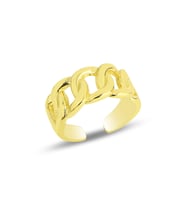 Gümüş altın yaldızlı ayarlamalı kalın zincir yüzük  SGTL11819GOLD (Rose)