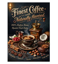 Finest Coffee Naturally Flavored ve Fincanlı Poster Dekoratif Kanvas - Mdf Ahşap Tablo