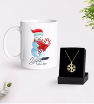 BK Gift Kişiye Özel Yılbaşı Mutlu Yıllar Tasarımlı Kupa ve Kar Tanesi Kolye-5