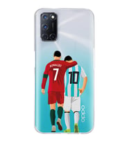 Oppo A52/A72/A92 Uyumlu Lionel Messi ve Cristiano Ronaldo Desenli Şeffaf Telefon Kılıfı
