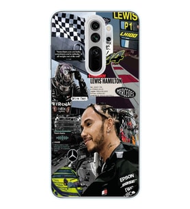 Redmi Note 8 Pro Uyumlu Lewis Hamilton Kolaj Tasarımlı Şeffaf Telefon Kılıfı