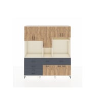 Hyperion Dolap 10 Raflı 6 Çekmeceli 8 Kapaklı 220x44x243 Aytaşı-Çam/Antrasit