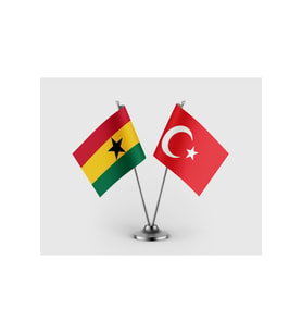 Gana Bayrağı ve Türk Bayrağı İkili Saten Masa Bayrağı Takımı