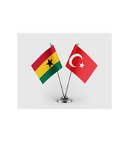 Gana Bayrağı ve Türk Bayrağı İkili Saten Masa Bayrağı Takımı