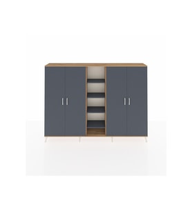 Arges Dolap 12 Raflı 4 Kapaklı 220x30x163 Çam-Antrasit