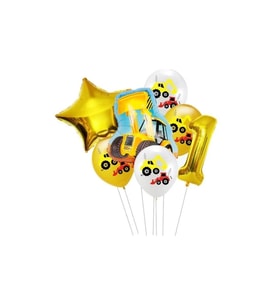 Iş Makina Fiğürlü 1 Yaş Balon Seti