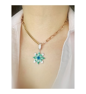 Yeşil Ok Figürleri Gümüş Klipsli Kolye Ucu & Ajda Bilezik Charm  925 Ayar Gümüş
