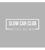 Slow Car Club Araba Sticker siyah 16x6 CM (Beyaz)