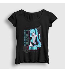Presmono Kadın Siyah Poster Hatsune Miku Anime T-Shirt 539673tt