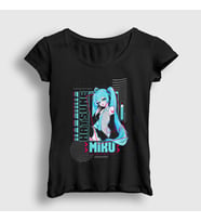 Presmono Kadın Siyah Poster Hatsune Miku Anime T-Shirt 539673tt