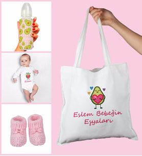 eJOYA Bebeklere Özel Çantasında Kişiye Özel Zıbın Biberon Ve Patik Bebek Hediye Seti 109781 (Pembe)