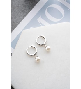 925 Ayar Gümüş Rodyum Kaplama İnci Sallantılı 10 mm Tamtur Küpe