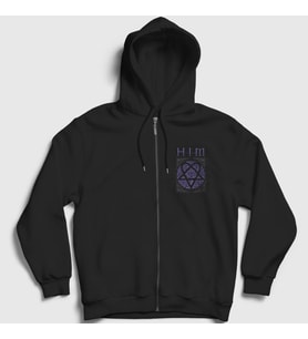 Presmono Unisex Siyah Roses Him Fermuarlı Kapüşonlu Sweatshirt 81207tt