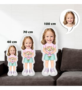 eJOYA Anneler Gününe Özel Ellerimde Çiçekler Peluş 3 Boy Yastık B116356
