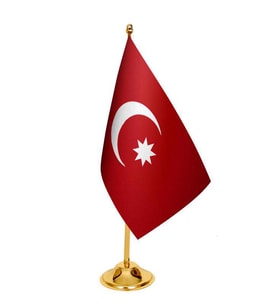 Masa Üstü Osmanlı Devleti Bayrağı + Pirinç Direk Masa Bayrak Seti