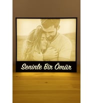 Sevgiliye Fotoğraf ve Yazılı Masaüstü Led Lamba  Kişiye Özel Işıklı Çerçeve