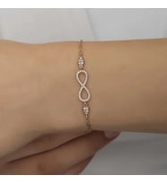 pilelistore 925 Ayar Gümüş Rose Sonsuzluk Kadın Bileklik