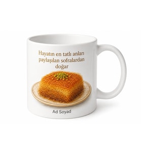 Kadayıf Temalı Baskılı Kupa Bardak Hediye Özel Tasarım Porselen Mug