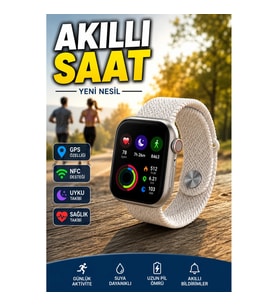 GPS ve NFC Özellikli Akıllı Saat Uyku Takibi Sesli Arama Siyah Kordon Yeni Nesil