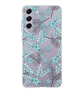Samsung Galaxy S21 FE Kapak Floral Su Yeşili Tasarımlı Şeffaf Silikon Kılıf