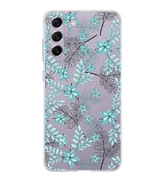 Samsung Galaxy S21 FE Kapak Floral Su Yeşili Tasarımlı Şeffaf Silikon Kılıf
