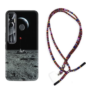 Tecno Spark 6 6 Go 8C 8 Pro 7 7 Pro Kılıf Boyun Asklı Rasta Silikon Astronoot Red Baloon 1608