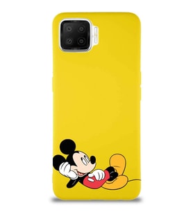 Oppo A73 Soft Premier Kapak Mickey Mouse-F Tasarımlı Silikon Kılıf - Sarı (Şeffaf)